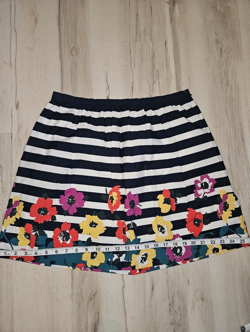 Banana Republic Factory Floral Stripe A-Line Skirt Navy White Women's Size 6 - Picture 5 of 11